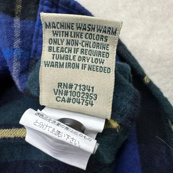 LL Bean Women's Plaid Slightly Fitted Flannel Shirt Medium Green Red Blue Cotton - Picture 8 of 8